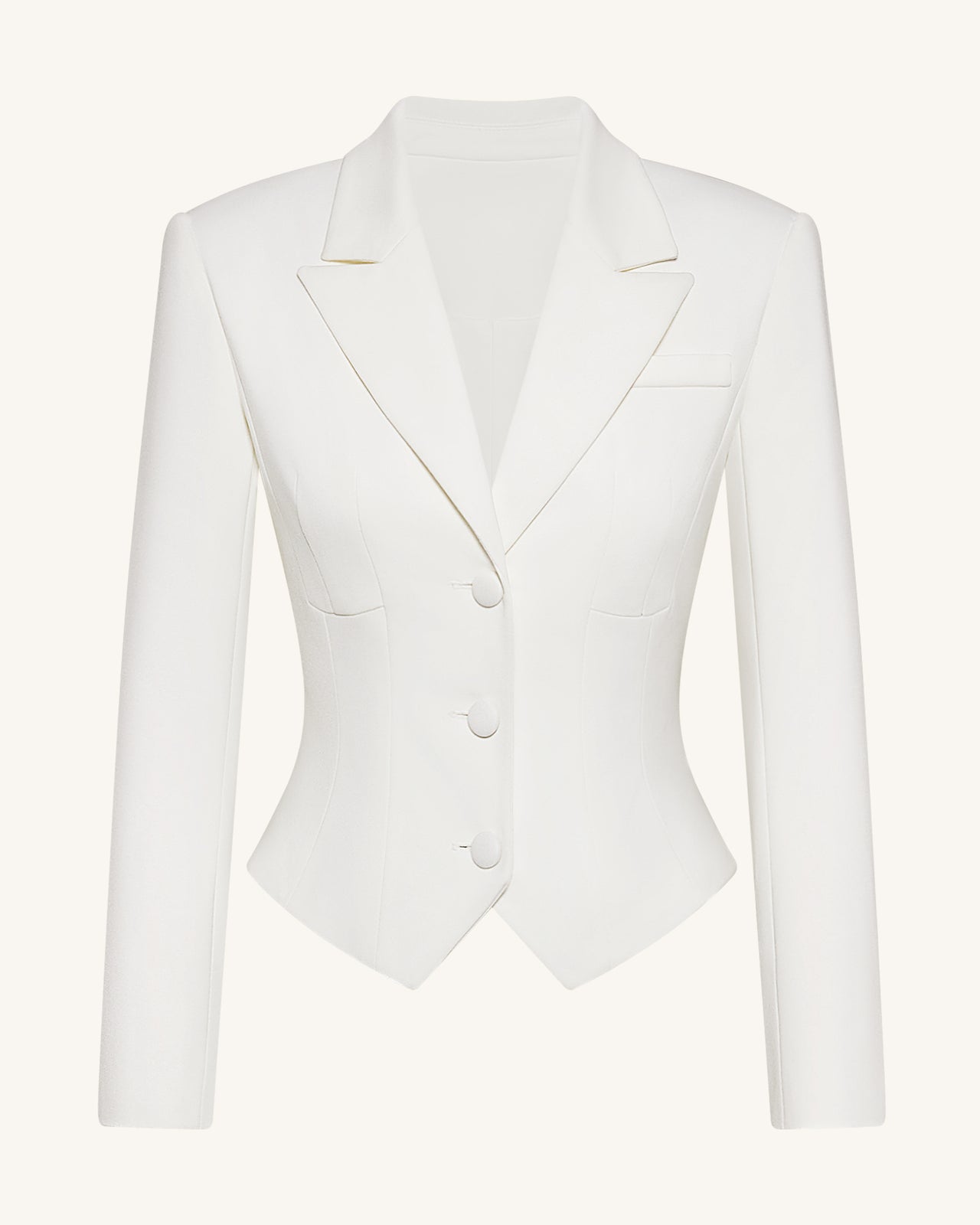 Kurzer Blazer mit figurbetonter Taille - Weiß