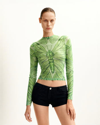 Dragonfly Vein Transparentes Top – Grün