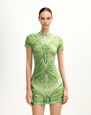 Dragonfly Shell Minikleid – Grün