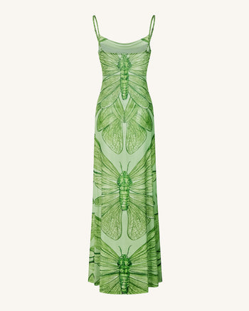Libellen Totem Maxikleid - Grün