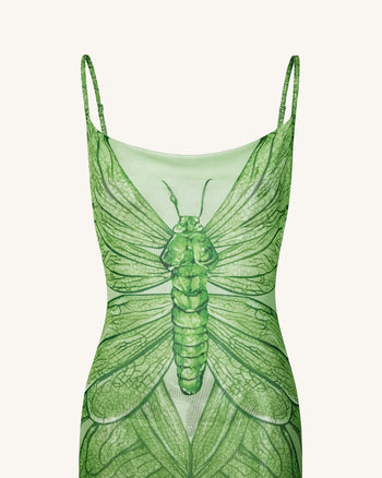 Libellen Totem Maxikleid - Grün