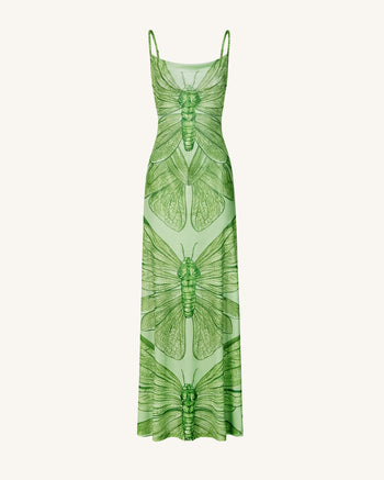 Libellen Totem Maxikleid - Grün