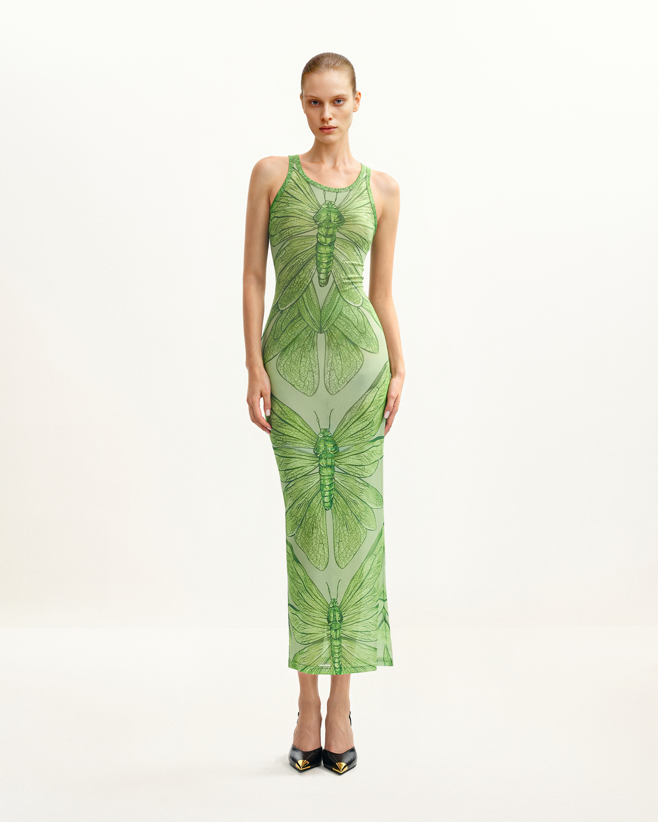 Dragonfly Axis Tank Mesh Kleid – Grün
