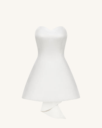 Satin trägerloses Minikleid mit Schleife hinten - Weiß