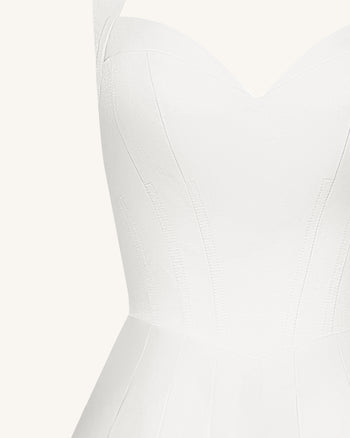 Plissiertes Bustier-Neckholder-Minikleid - Weiß