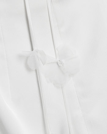 Florales gerafftes Neckholder-Minikleid - Weiß