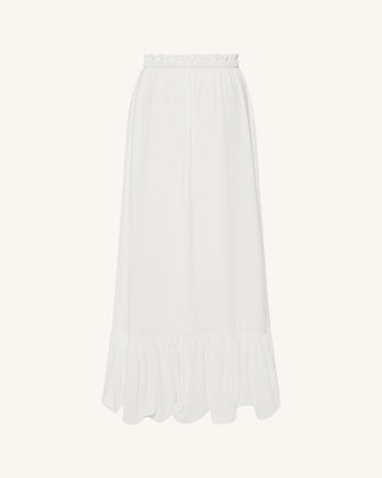 Chiffon-Maxirock mit Tunnelzug - Weiß