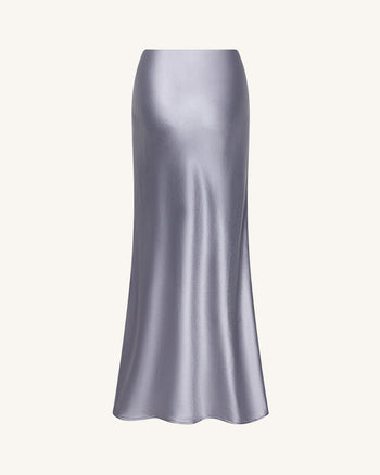 Fließender Satin Meerjungfrau-Maxi-Rock – Silber