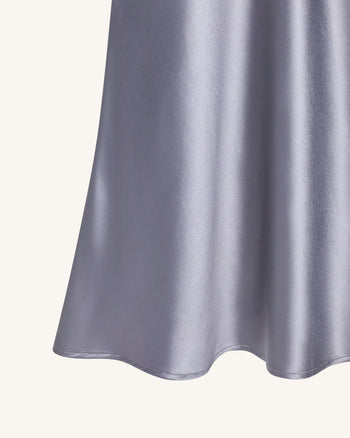 Fließender Satin Meerjungfrau-Maxi-Rock – Silber