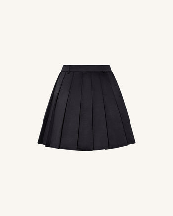 Plissierter Minirock aus Satin - Schwarz