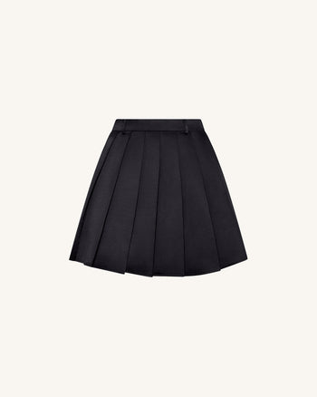Plissierter Minirock aus Satin - Schwarz