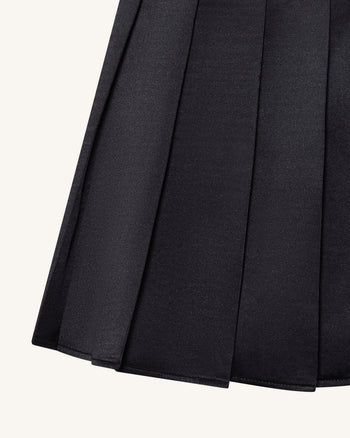 Plissierter Minirock aus Satin - Schwarz