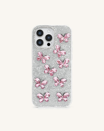 Schmetterling-Handyhülle mit Strass – Weiß