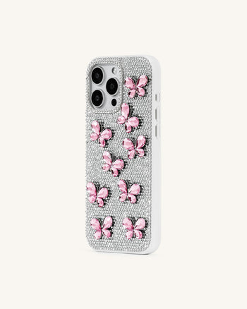 Schmetterling-Handyhülle mit Strass – Weiß