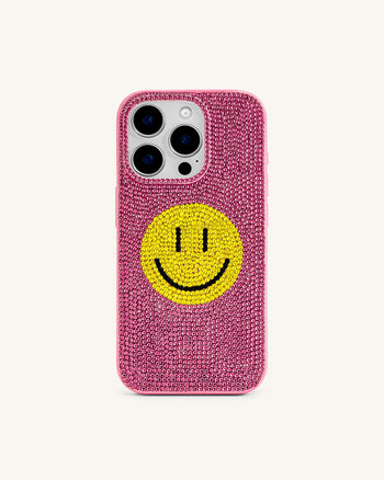 iPhone-Hülle Smiley Kunstkristall - Rosa