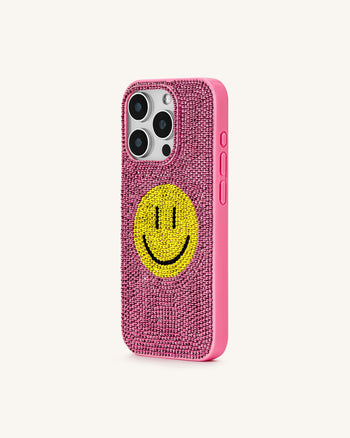 iPhone-Hülle Smiley Kunstkristall - Rosa