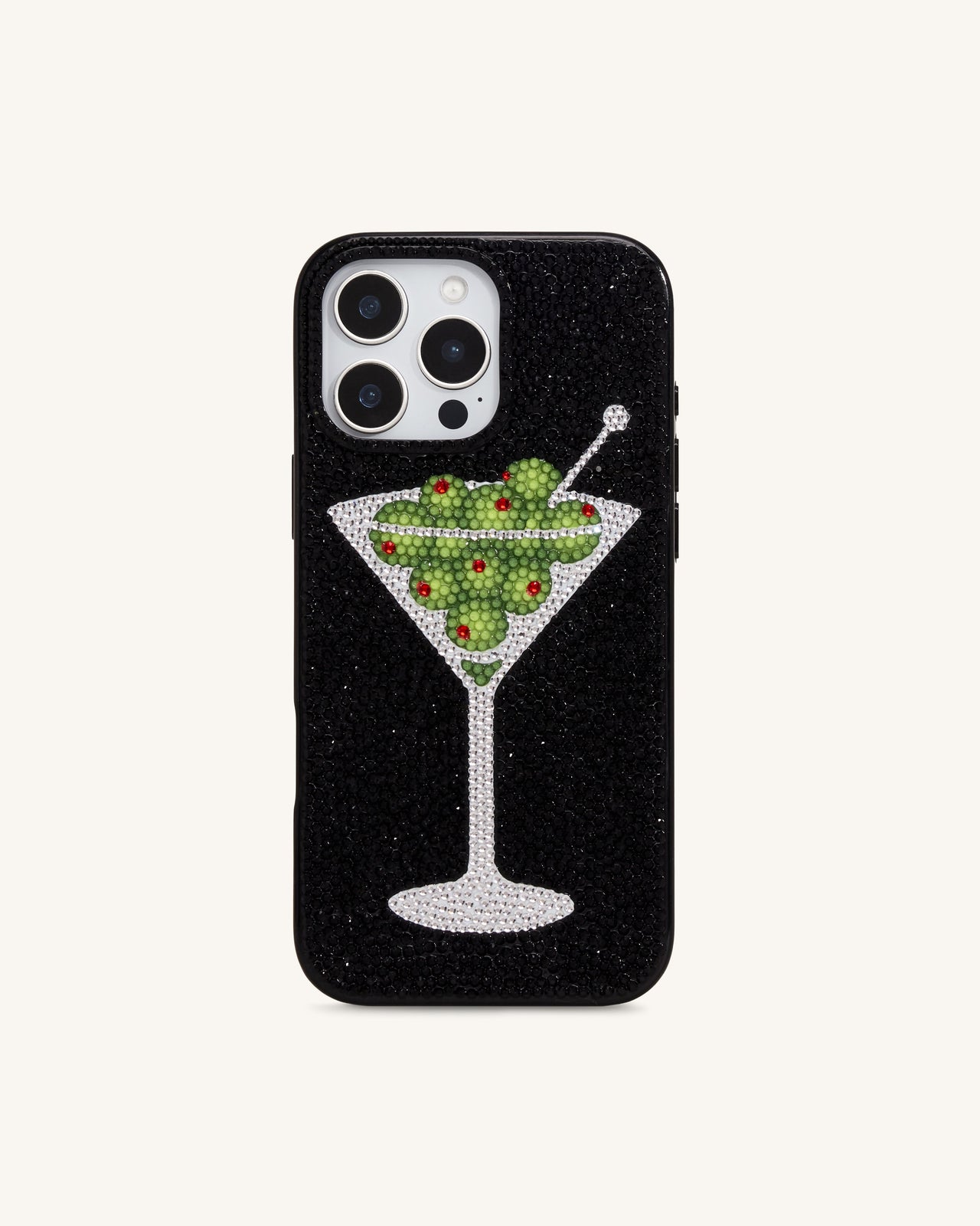 Olive Martini Kunstkristall Handyhülle - Schwarz