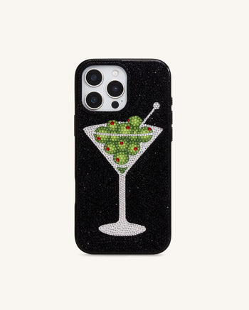 Olive Martini Kunstkristall Handyhülle - Schwarz