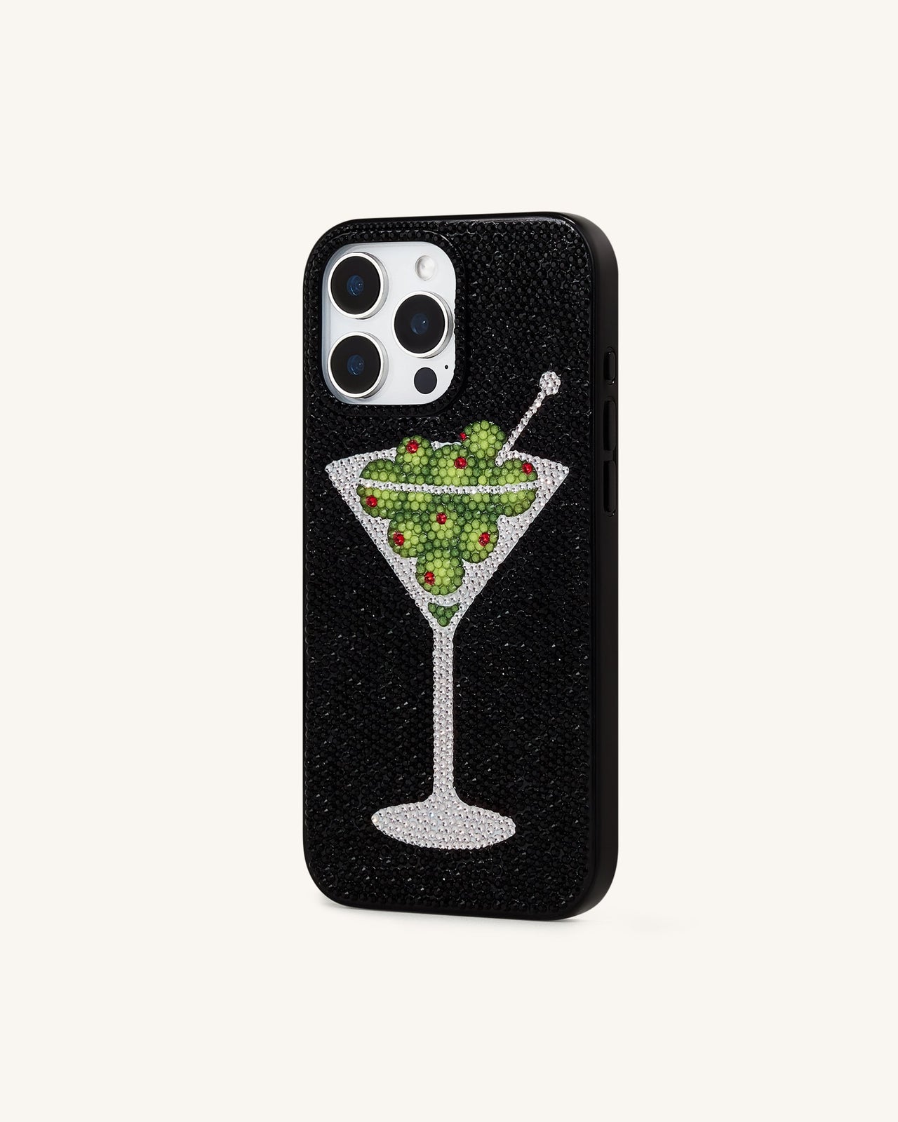 Olive Martini Kunstkristall Handyhülle - Schwarz