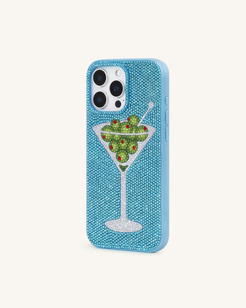 Olive Martini-Kunstkristall-Handyhülle - Hellblau
