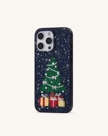 Weihnachtsbaum-Glitzer-Handyhülle - Schwarz