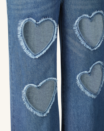 Sophia Verzierte Jeans mit Herzausschnitt - Mittelblau