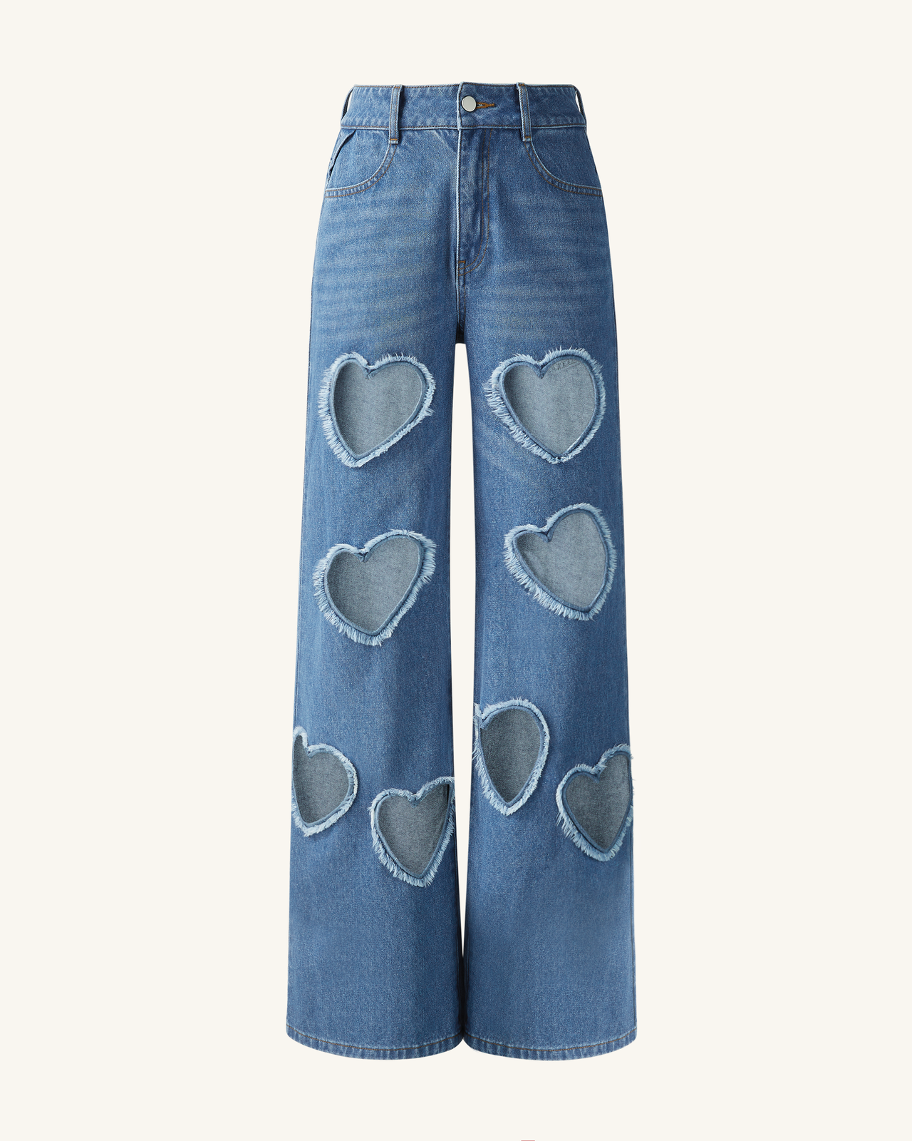 Sophia Verzierte Jeans mit Herzausschnitt - Mittelblau