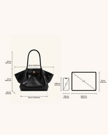 Hana Medium Tote Bag – Schwarzes Krokodil
