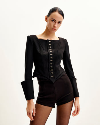 Lydia Korsett-inspirierter Blazer - Schwarz
