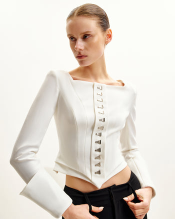 Lydia Korsett-inspirierter Blazer - Weiß