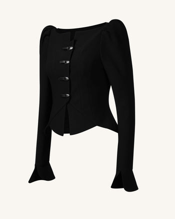 Olivia Blazer mit Puff-Schultern - Schwarz