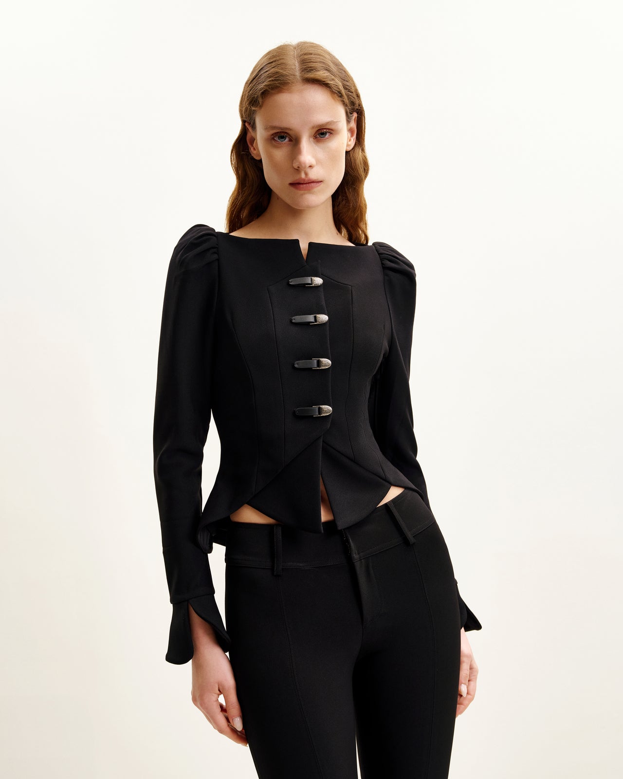 Olivia Blazer mit Puff-Schultern - Schwarz