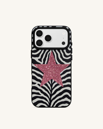 Zebra Stern-Handyhülle – Schwarz