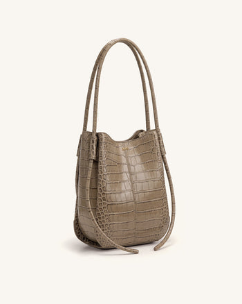 Nala Beuteltasche - Taupe Krokodiloptik