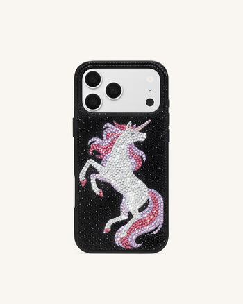 Einhorn-Handyhülle mit Strass – Schwarz