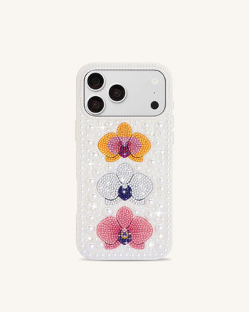 Pearl Handyhülle mit Orchideen-Blumenmuster - Weiß