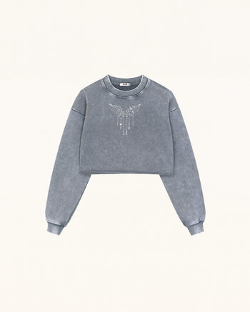 Angelic Dripping Crystal Wings Sweatshirt – Ash Cloud