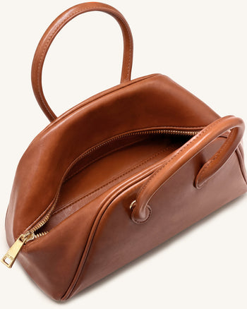 Veda Bowler-Tasche im Vintage-Finish - Sattelbraun