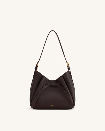 Mabel Schultertasche mit weicher Schleife - Dunkelbraun