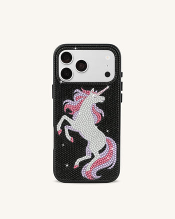 Einhorn-Handyhülle mit Strass – Schwarz