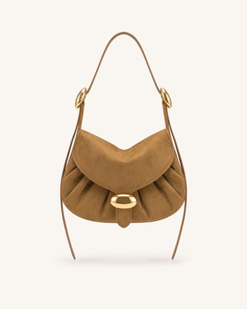Avery Drapierte Hobo-Tasche aus Wildlederimitat - Camel