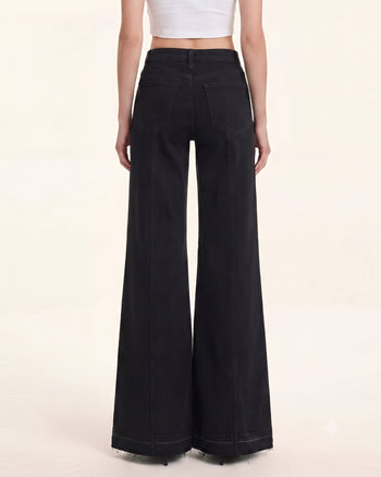 The Rebel Pink Ribbon Jeans mit Schlitz und Fransen - Schwarz