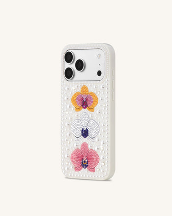 Pearl Handyhülle mit Orchideen-Blumenmuster - Weiß