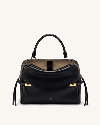 Callie Schultertasche mit Stoßzahn-Detail - Schwarz