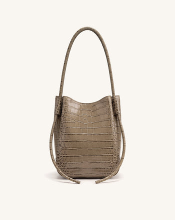 Nala Beuteltasche - Taupe Krokodiloptik