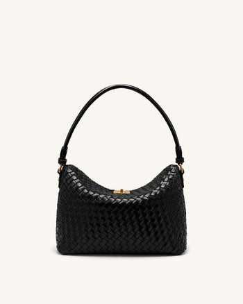 Lucia Geflochtene Hobo-Tasche - Schwarz
