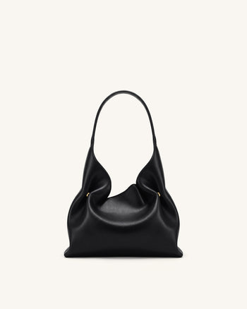 Velora Glatte Hobo-Schultertasche – Schwarz
