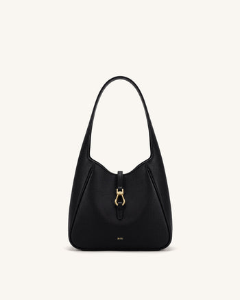 Bruna Genarbte Hobo-Tasche - Schwarz