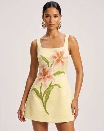 Lily Ärmelloses A-Linien-Minikleid mit Blumenmuster - Gelb