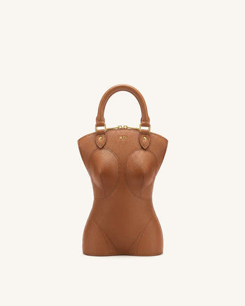 Tara Tasche mit skulpturalem Griff - Braun